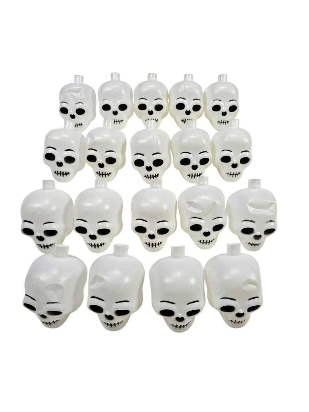 Lot of 19 Plastic Skull String Light Covers 2" White Halloween Day of Dead Party